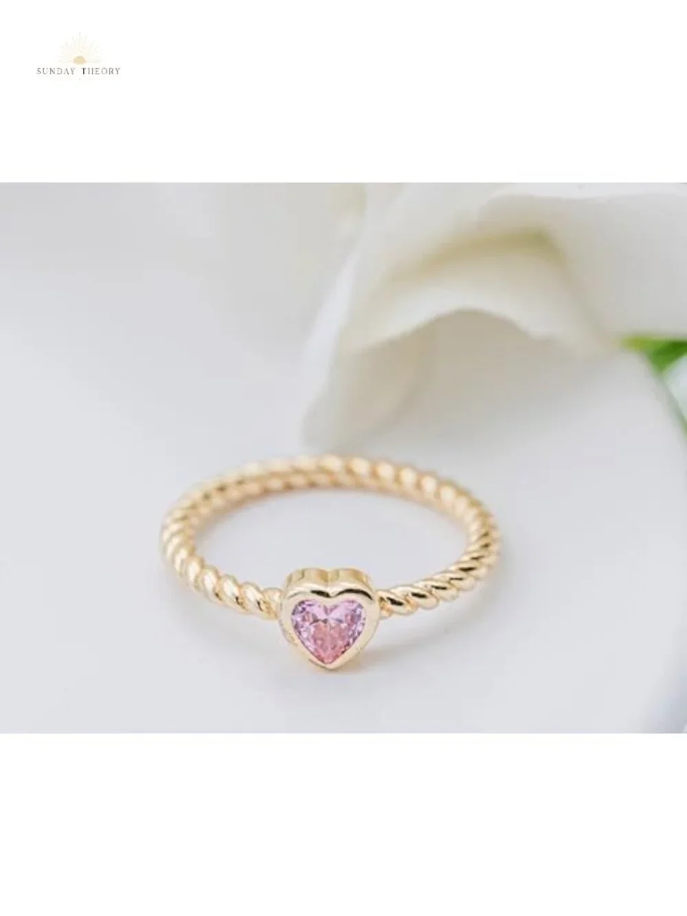 14K Gold-Plated Girls Heart Birthstone Ring, Ruby CZ Band Size 4
